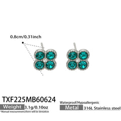 Color Four-Petal Cubic Zirconia Necklace and Earrings