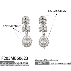 Cubic Zirconia Wheat Leaf Bracelet and Drop Earrings