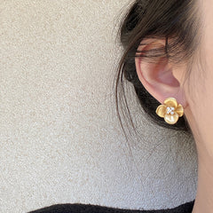 Daphne Vintage-Inspired Pavé Floral Stud Earrings