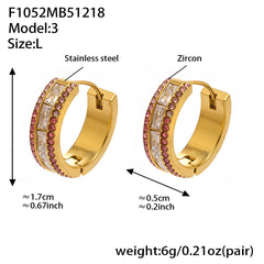 18K Gold-Plated Double-Row Cubic Zirconia Hoops