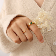 18K Gold-Plated Green Cubic Zirconia Band Ring