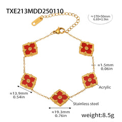 18K Gold-Plated Floral Inlay Necklace, Bracelet or Earrings
