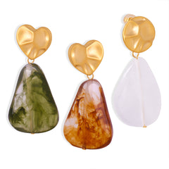 Resin Stone-Look Drop Earrings