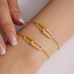 Cubic Zirconia Geometric Link Jewelry