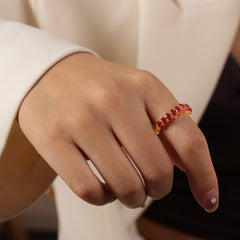 Colored Cubic Zirconia Geometric Open Ring