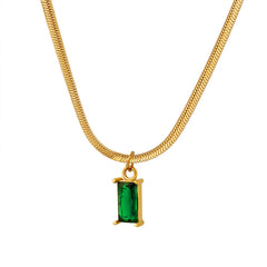 Emerald-Green Cubic Zirconia Pendant Necklace