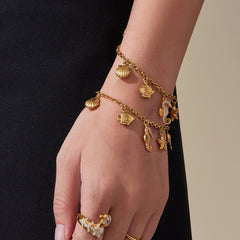 18K Gold-Plated Seahorse Charm Necklace & Bracelet