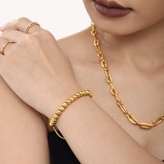 Gold-Tone Stainless Steel Beaded Bracelets