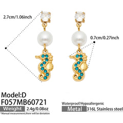 18K Gold-Plated Ocean Charm Drop Earrings