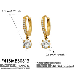 Gold-Tone Cubic Zirconia Heart & Round Drop Earrings