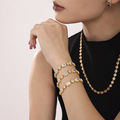 18K Gold-Plated Square Cubic Zirconia Station Bracelet