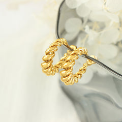 Twisted Open C-Shaped Brass Hoop Earrings