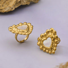 Gold-Tone Mother-of-Pearl Heart Ring