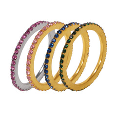 18K Gold-Plated Colored Cubic Zirconia Fine Band Ring