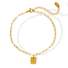 GOOD LUCK Tag Chain Anklet