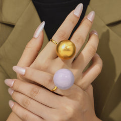 Enamel Sphere Open Statement Ring