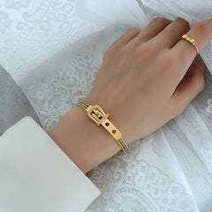 18K Gold-Plated Buckle Mesh Chain Bracelet