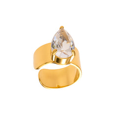 Gold-Tone Teardrop Cubic Zirconia Ear Cuff — Single
