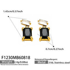 Faceted Rectangle Glass Drop Earrings