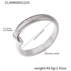 Ribbed Snake-Inspired Open Cuff Bracelet