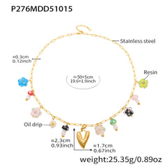 Gold-Tone Flower or Fruit Charm Necklace