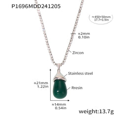 Sparkling Chain Resin Teardrop Pendant Necklace
