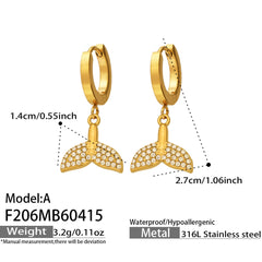 Mermaid Tail Cubic Zirconia Charm Earrings