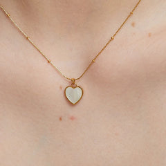 Nicolette Vintage-Inspired White Mother-of-Pearl Heart Pendant Necklace