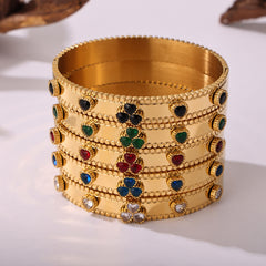 Snowflake or Three-Petal Stone-Accent Clasp Bracelet