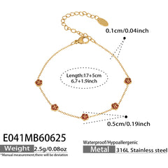 18K Gold-Plated Heart and Rose Charm Bracelets