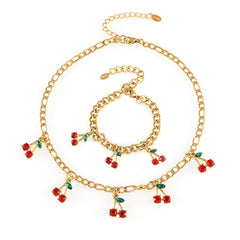 Cherry Glass Accent Necklace or Bracelet