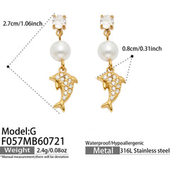 18K Gold-Plated Ocean Charm Drop Earrings