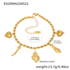 Gold-Tone Cubic Zirconia Charm Bracelet or Anklet