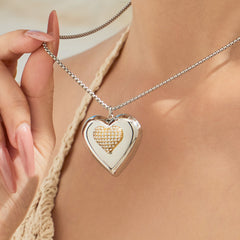 Cubic Zirconia Heart Pendant Necklace & Cuff