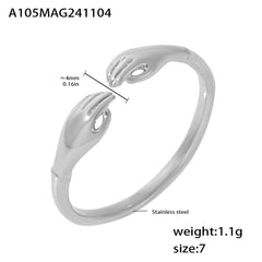 Embracing Hands Adjustable Open Ring