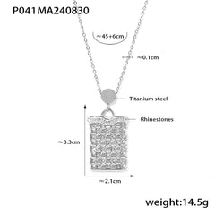 18K Gold-Plated Rectangular Stone Pendant Necklace