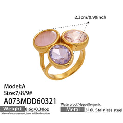 Colorful Glass Stone Cluster Ring