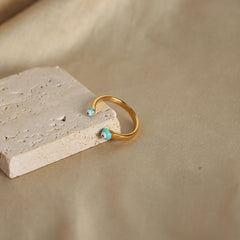 Blue Enamel Evil Eye Open Ring