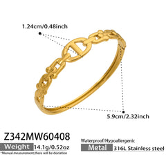 18K Gold-Plated Chain Detail Bangle Bracelet