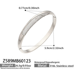 Cubic Zirconia Accent Clasp Bangle Bracelet
