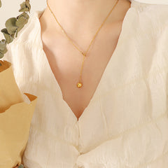 Round Bead Y Pendant Necklace