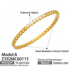 Enamel & Cubic Zirconia Stainless Steel Bangle Bracelets