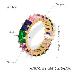 Colored Cubic Zirconia Geometric Open Ring