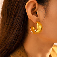 Sculptural Broad C-Hoop Earrings