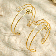 Geometric Cubic Zirconia Double-Band Arm Cuff