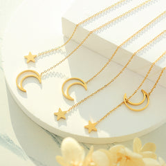 Crescent and Star Y Necklace