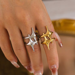 18K Gold-Plated Starburst Open Ring