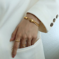 18K Gold-Plated Snake Head Chain Bracelet