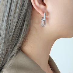 Textured Linked U-Drop Earrings
