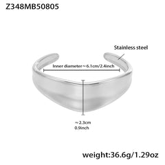 Sculptural Stainless Steel Open Cuff Bracelets